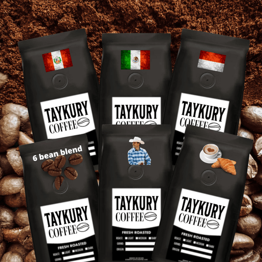 Best Sellers Sample Pack: 6Bean, Cowboy, Breakfast, Peru, Mexico, Bali/// TAYKURY COFFEE®