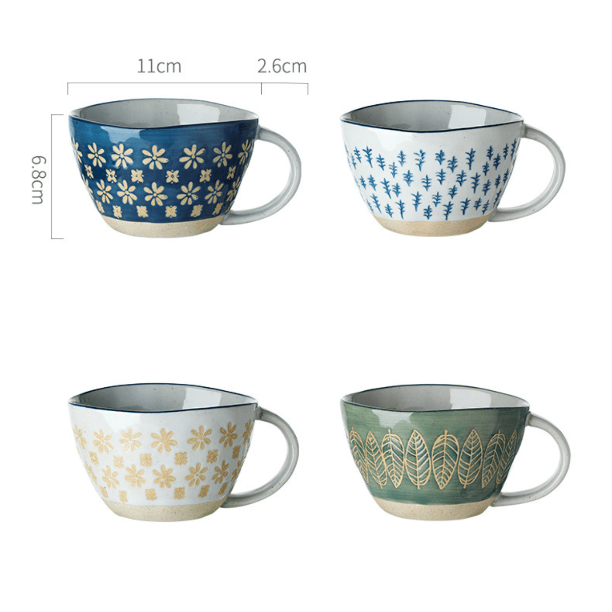Vintage Japanese Ceramic Coffee Mugs.