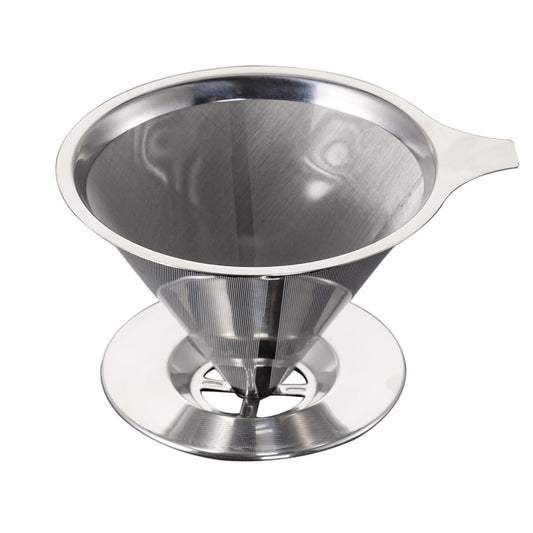 Double-Layer Strainer Basket, Reusable Cone-Shaped Stainless Steel Drip Tray For Coffee Preparation.