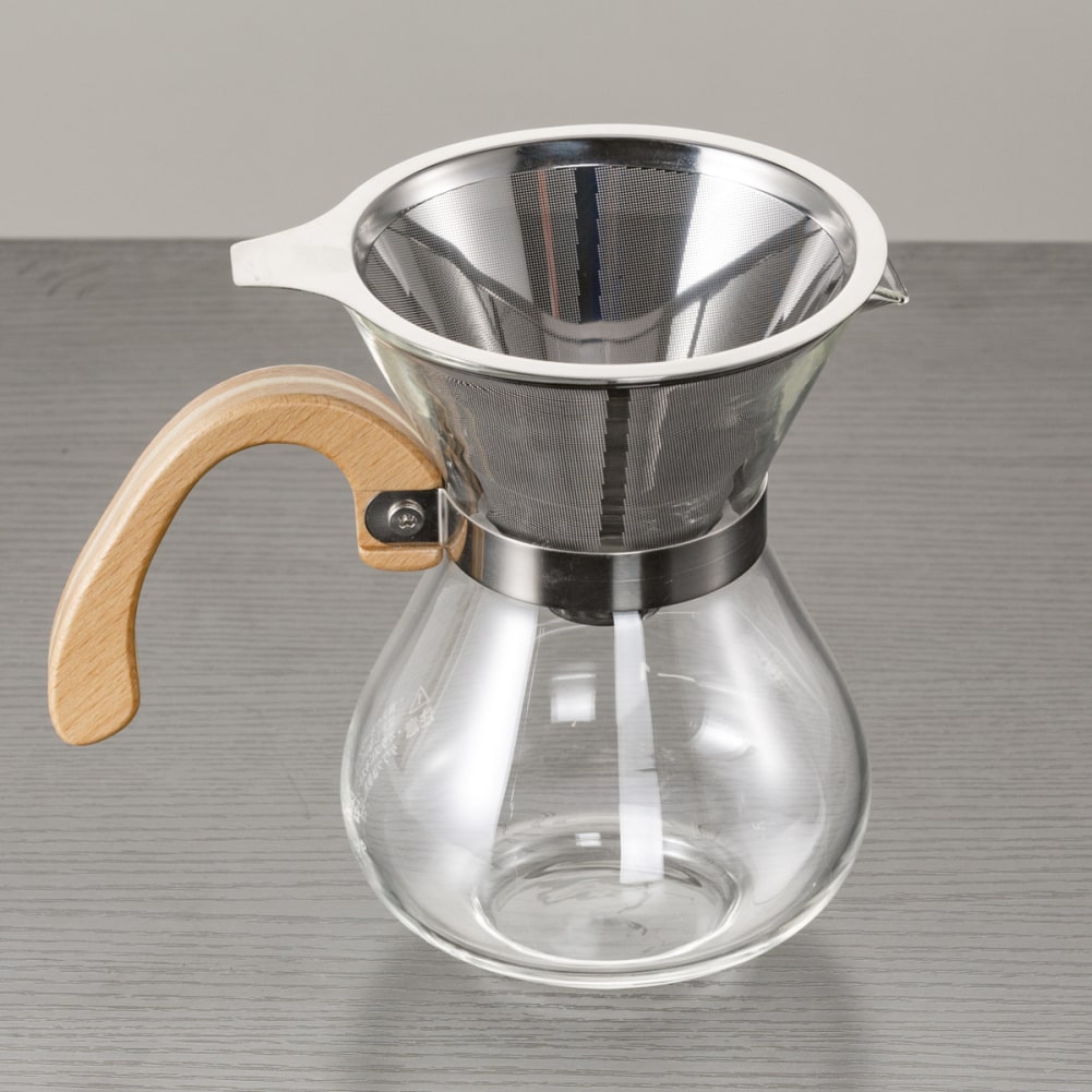 Reusable Stainless Steel Drip Tray In The Shape Of a Cone, Double-Layer Strainer Basket For Coffee Preparation.